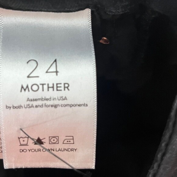 MOTHER Looker Ankle Fray Jeans Women’s 24 Black Tuxedo Stripe Raw Hem Skinny - Picture 14 of 16